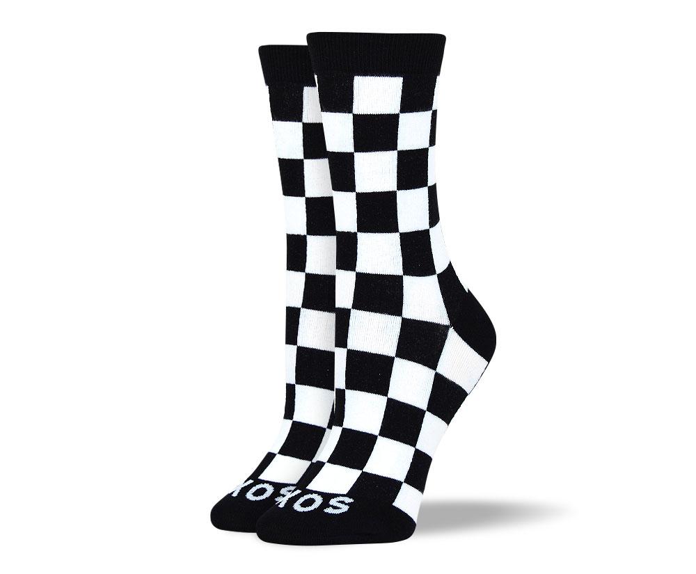Women's Bold Black & White Square Socks