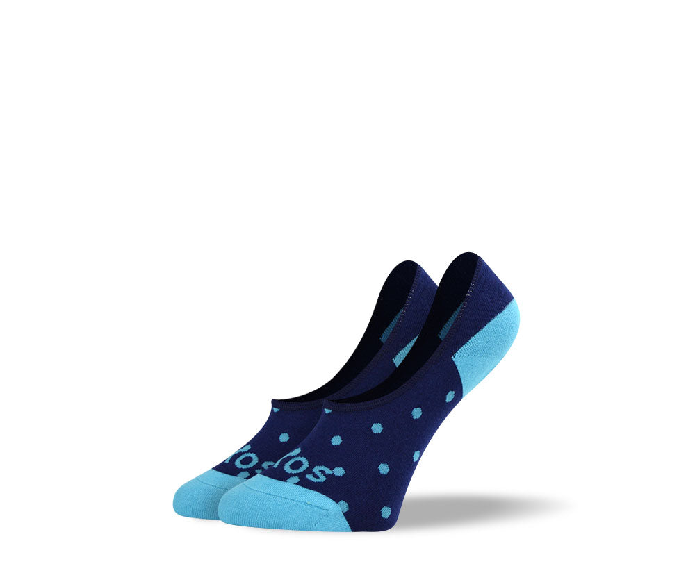 Women's Small Blue Polka Dots No Show Socks