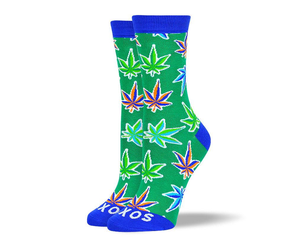 Women's Crazy Green Weed Leaf Socks
