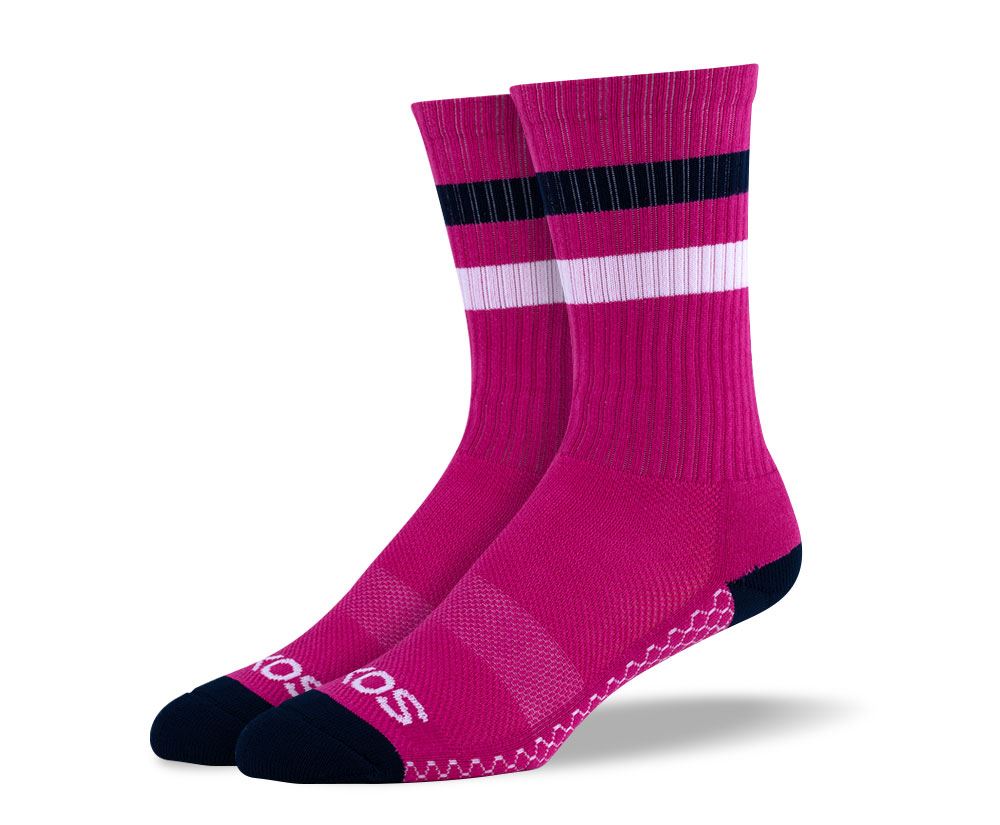Men's Burgundy Athletic Crew Socks
