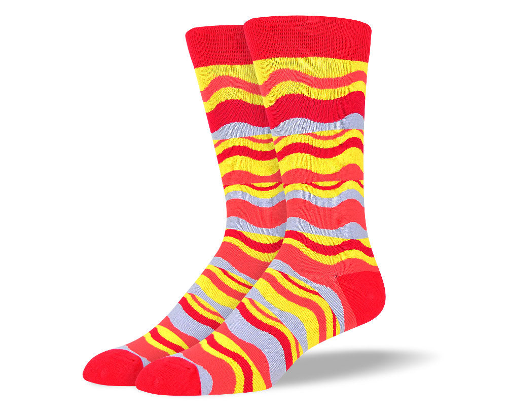 Men's Crazy Red Waves Socks