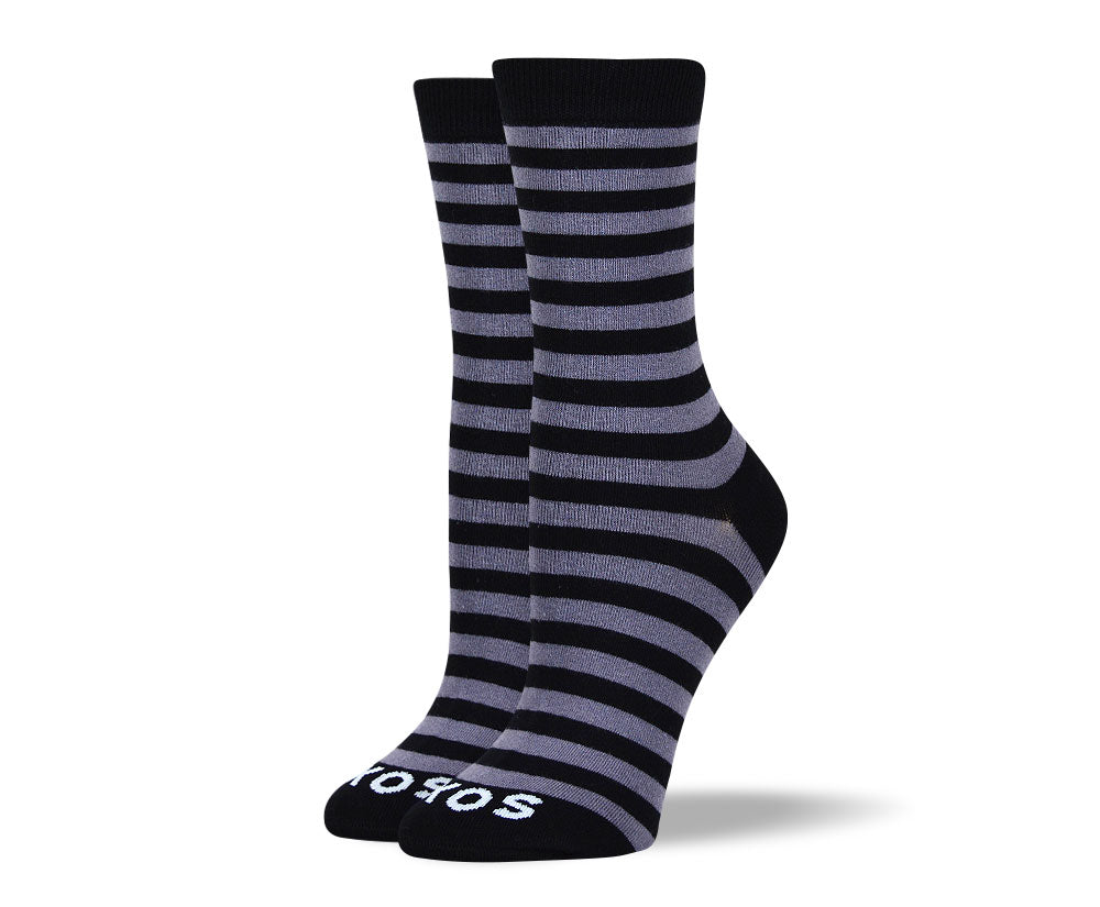 Women's Grey & Black Stripes Socks