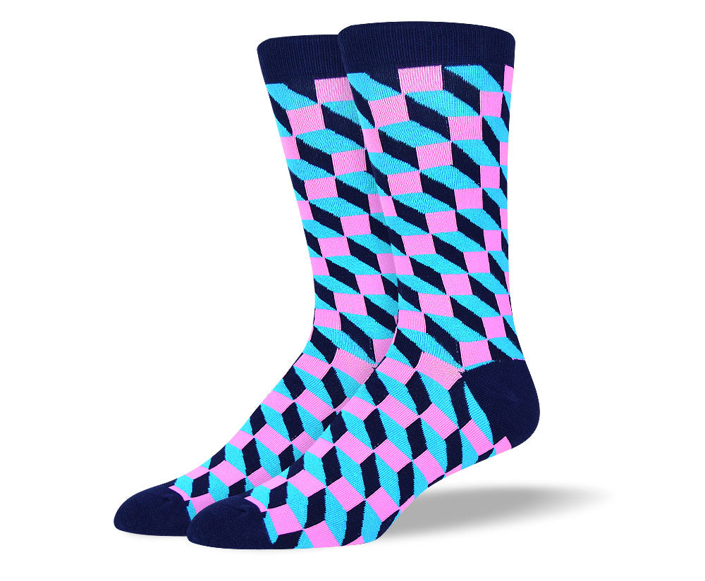 Men's Crazy Pink 3D Design Socks
