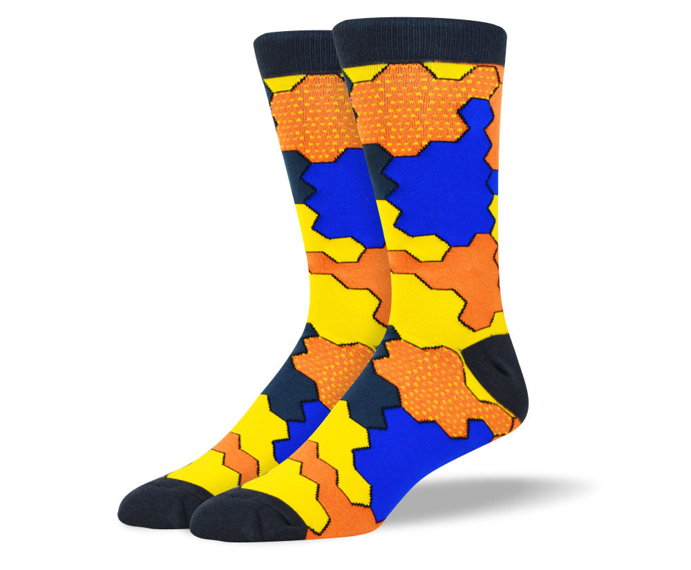 Men's Awesome Orange JigSaw Socks