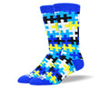 Men's Wedding Blue & Black Puzzle Socks