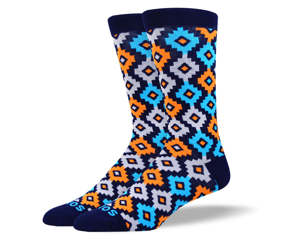 Men's Unique Orange Diamond Socks