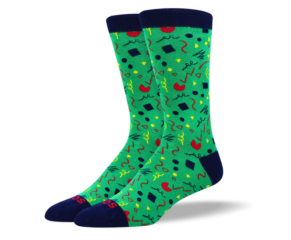 Men's Fun Green Party Socks (FREE Trial)