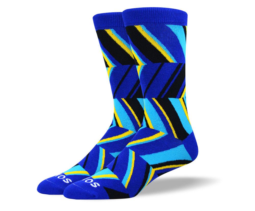 Men's Wedding Blue Zig Zag Socks