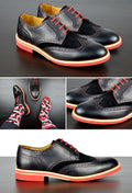 Mens Black & Red Leather Wingtip Dress Shoes - Size 10
