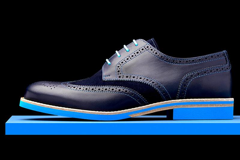 Mens Blue Leather Wingtip Dress Shoes - Size 10