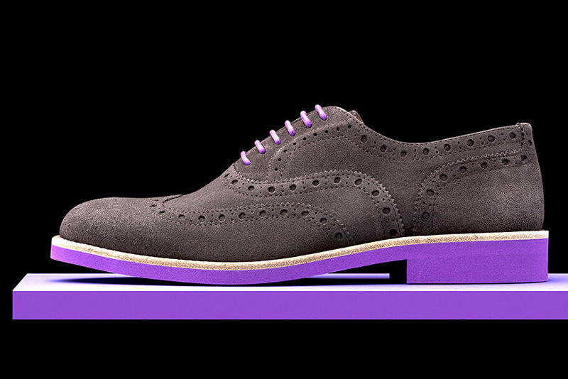 Mens Grey & Purple Suede Wingtip Dress Shoes - Size 10