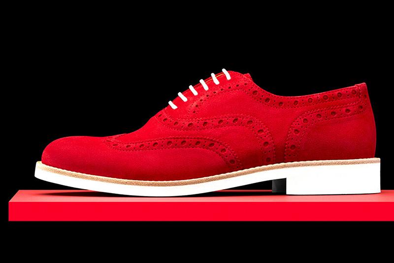 Mens Red Suede Wingtip Dress Shoes - Size 13
