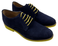 Mens Blue and Yellow Suede Wingtip Dress Shoes