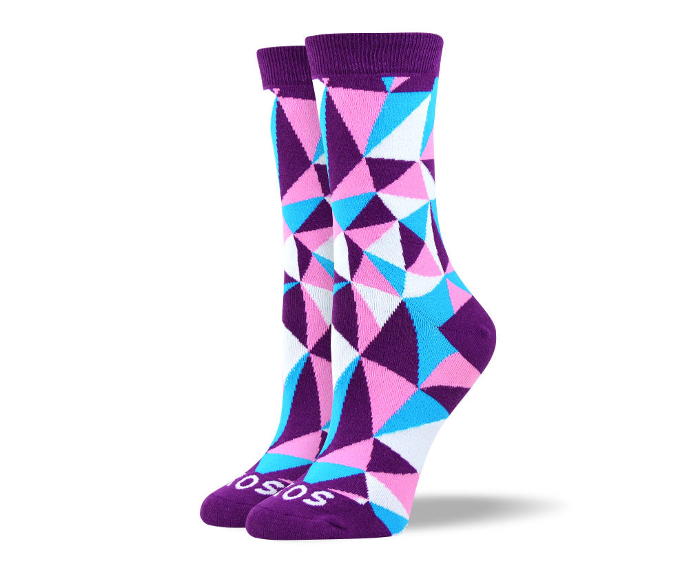 Women's Trendy Purple Mosaic Socks