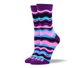 Women's Fun Purple Waves Socks