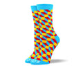 Women's Crazy Blue 3D Cube Socks