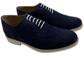 Mens Navy Blue and White Suede Wingtip Dress Shoes