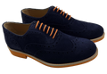 Mens Blue and Orange Suede Wingtip Dress Shoes