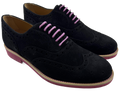 Mens Black and Pink Suede Wingtip Dress Shoes