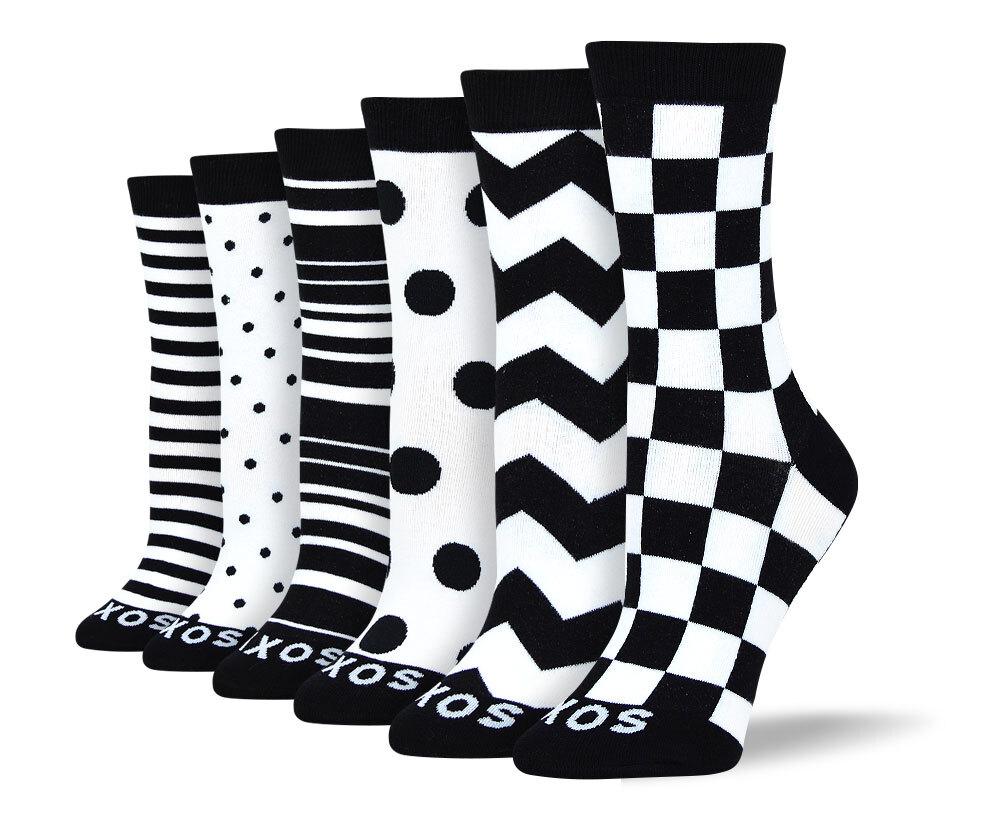 Women's Crazy Black & White Sock Bundle - 6 Pair