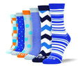 Women's Fancy Blue Sock Bundle - 6 Pair