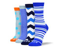 Women's Funky Blue Sock Bundle - 4 Pair