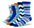 Men's Funky Blue Sock Bundle - 5 Pair